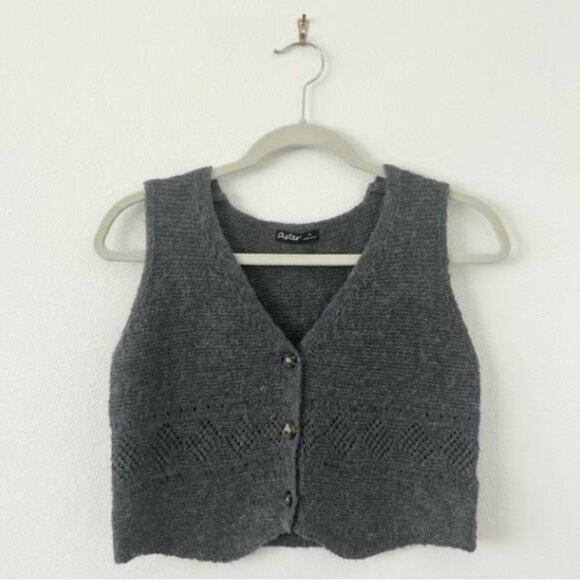 Aster Button Front Gray Sweater Vest - Picture 1 of 5